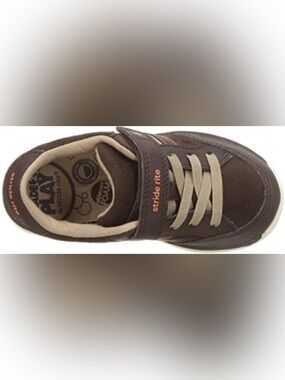Stride Rite Brown and Tan Kids Sneakers with Orange Accent